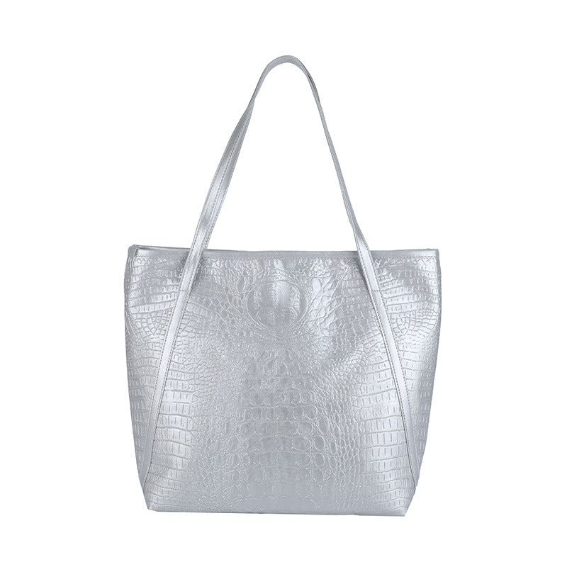 Crocodile-Embossed Leather Tote Bag Stornfield