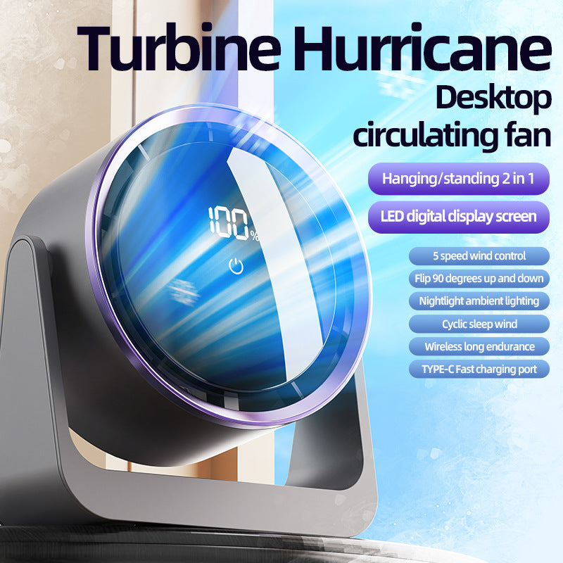 Unisex nan compact rechargeable bladeless desktop air circulator with LED battery display and tilt function Stornfield