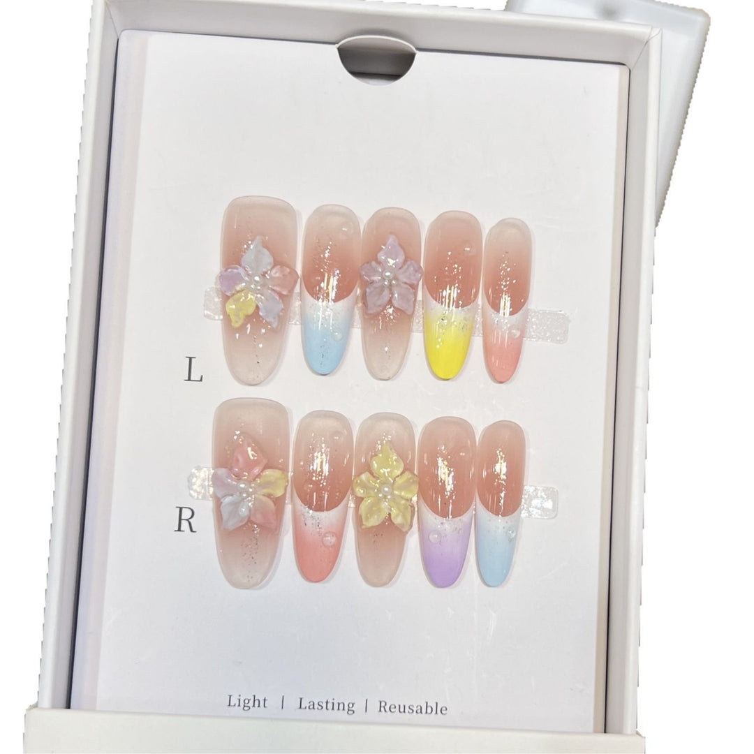 Floral-Inspired Artistic Press-On Nail Set Stornfield