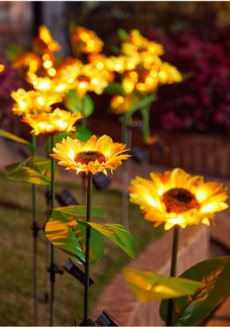 Solar-Powered Decorative Sunflower Garden Stake With Multi-Bloom LED Waterproof Panel Stornfield
