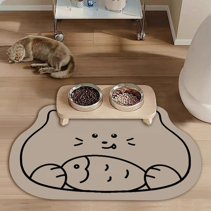 Cute Cat-Themed Pet Feeding Mat