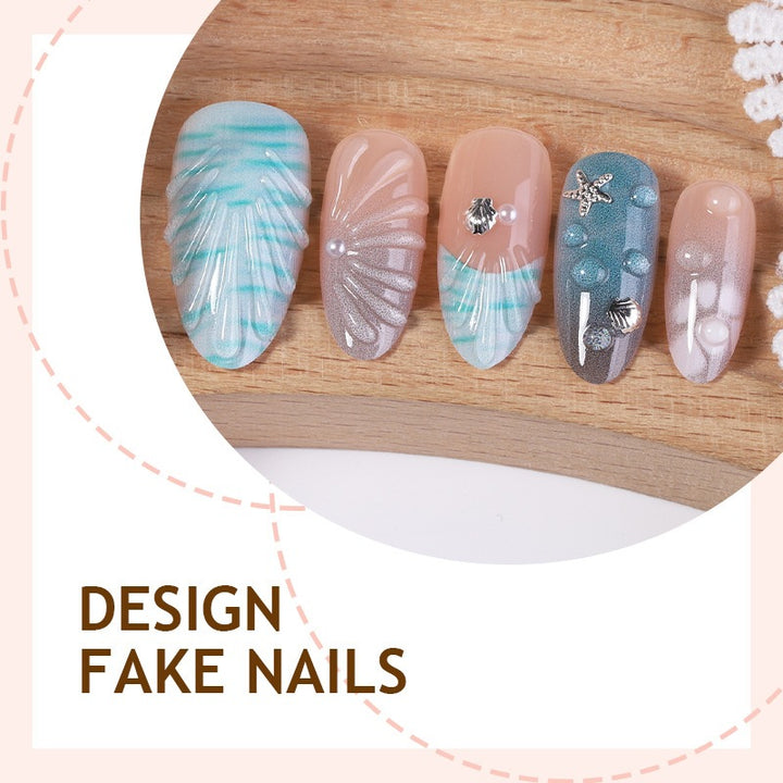 Creative nail art set with maritime accents and glitter decorations Stornfield