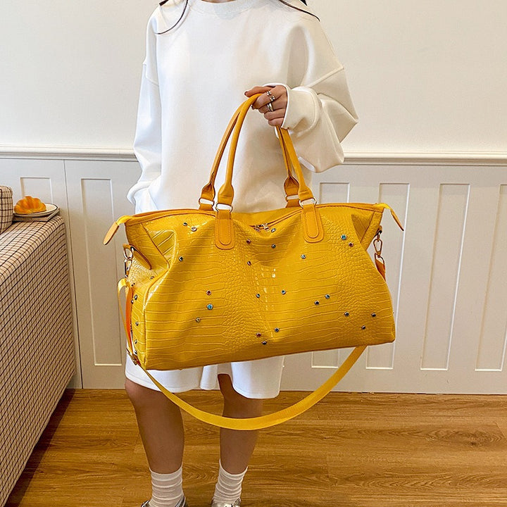 Stylish Crocodile-Texture Weekend Duffel Bag Stornfield
