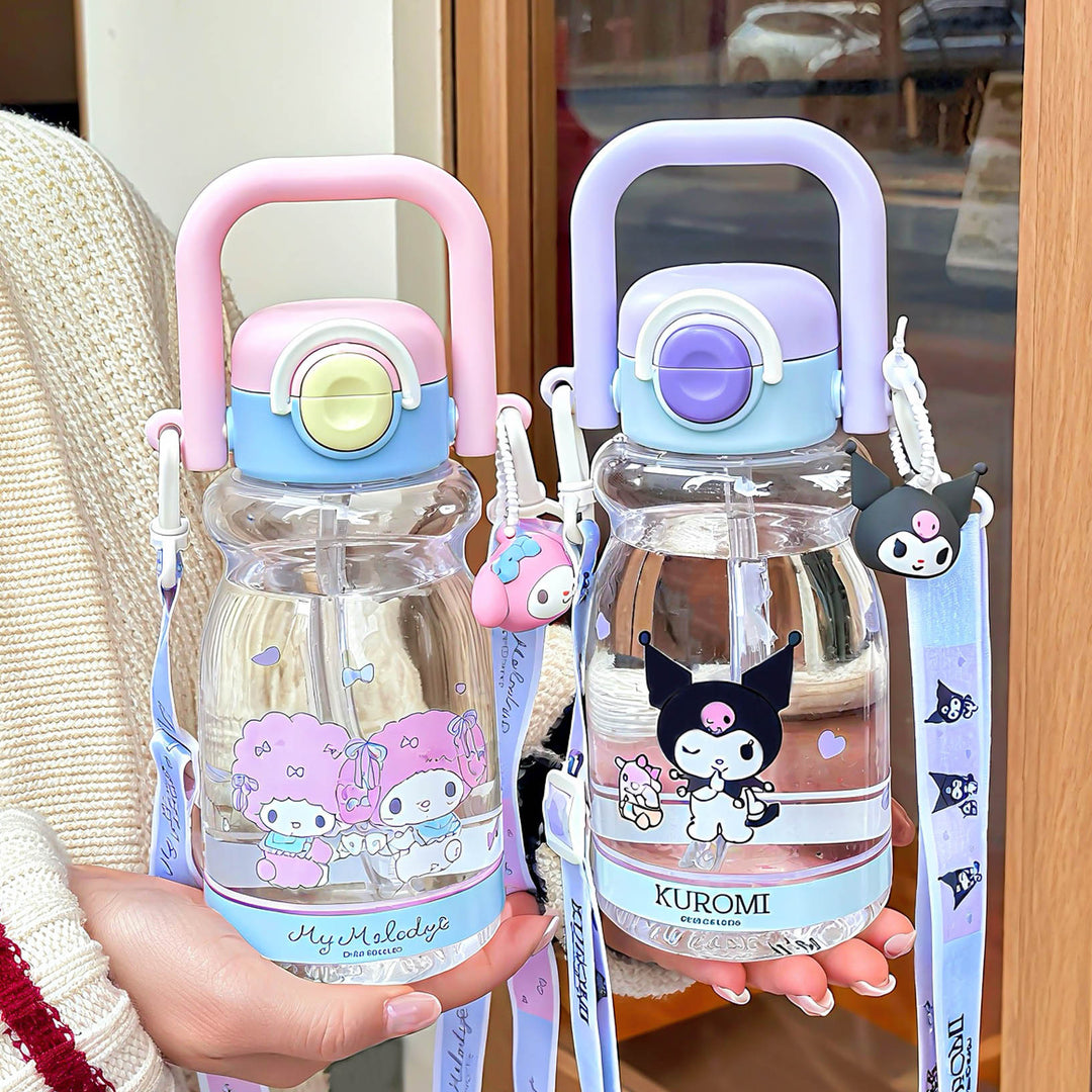 Women's water bottle with high-quality silicone carrying handle and playful character design Stornfield