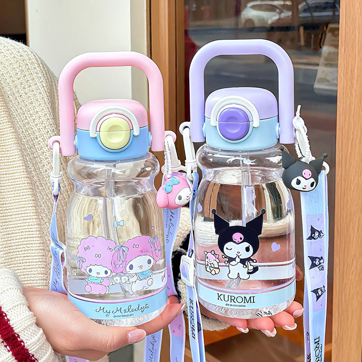 Women's water bottle with high-quality silicone carrying handle and playful character design Stornfield
