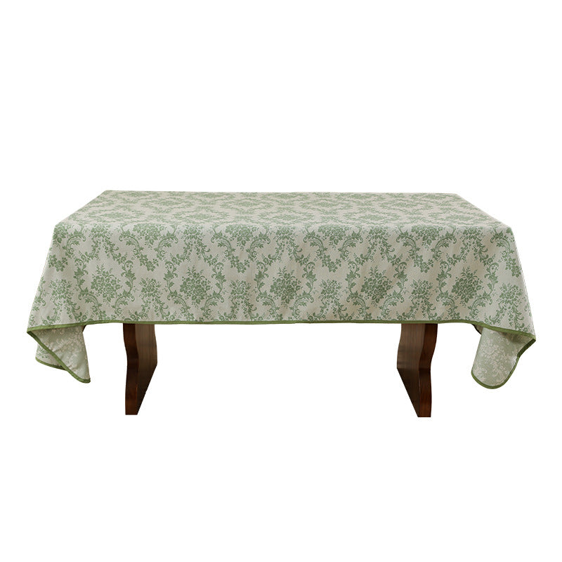 Rectangular jacquard-woven tablecloth with floral damask look and reinforced hem edge Stornfield