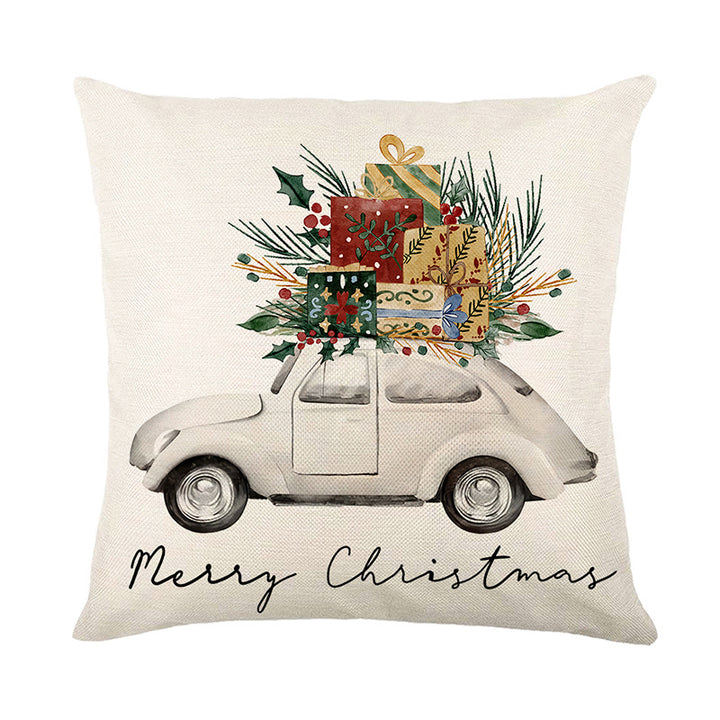 Festive Christmas Nutcracker Wreath Cotton-Linen Throw Pillow Cover with Hidden Zipper