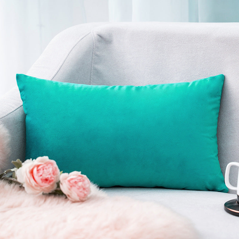 Plush Velvet Lumbar Pillow Cover with Hidden Zipper and Removable Insert Support