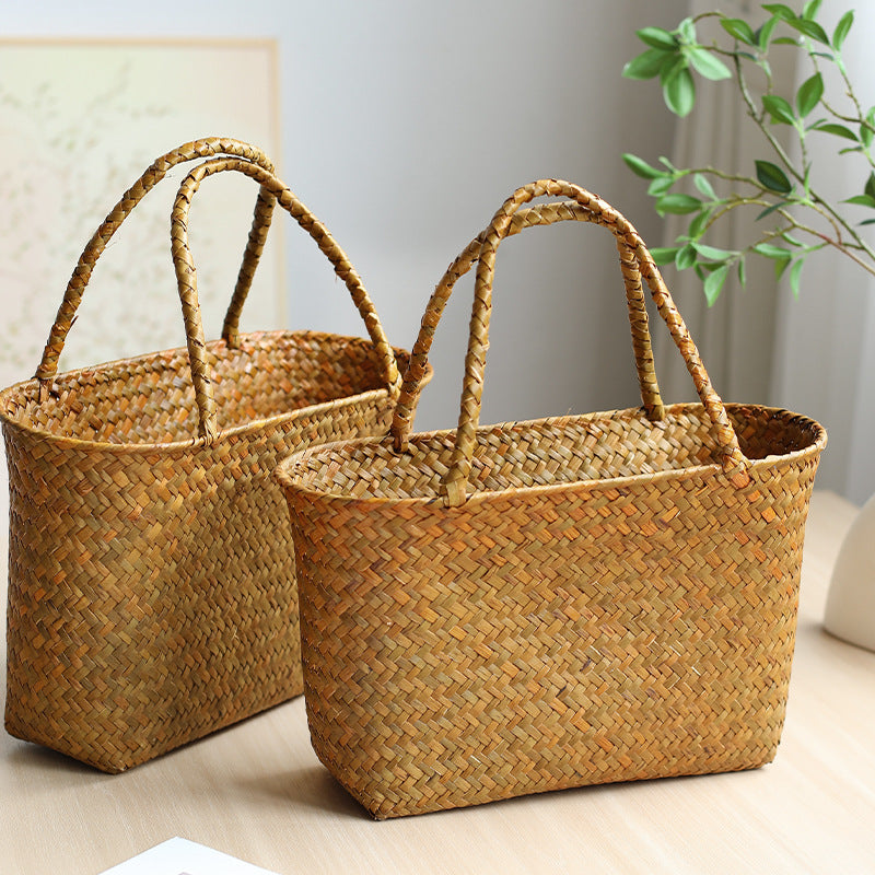 Unisex Handwoven Shopping Container with Double Handle Stornfield