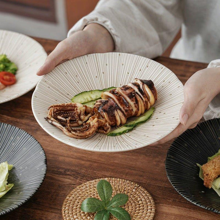 Handcrafted Japanese Mino Ware Ceramic Wrinkled Plates | Stornfield