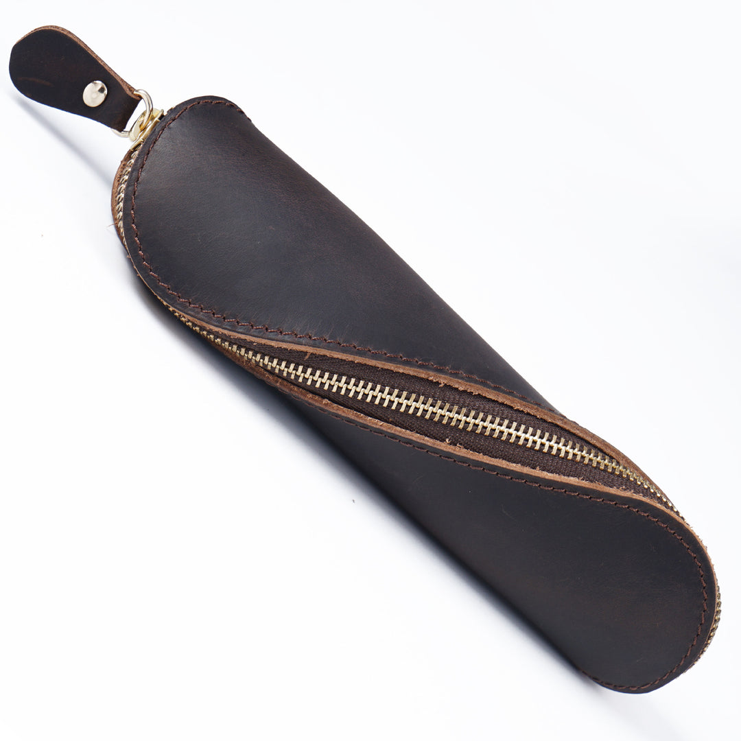 Leather Pencil Case with Zipper