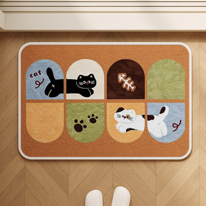 Patchwork Cat-Themed Area Mat