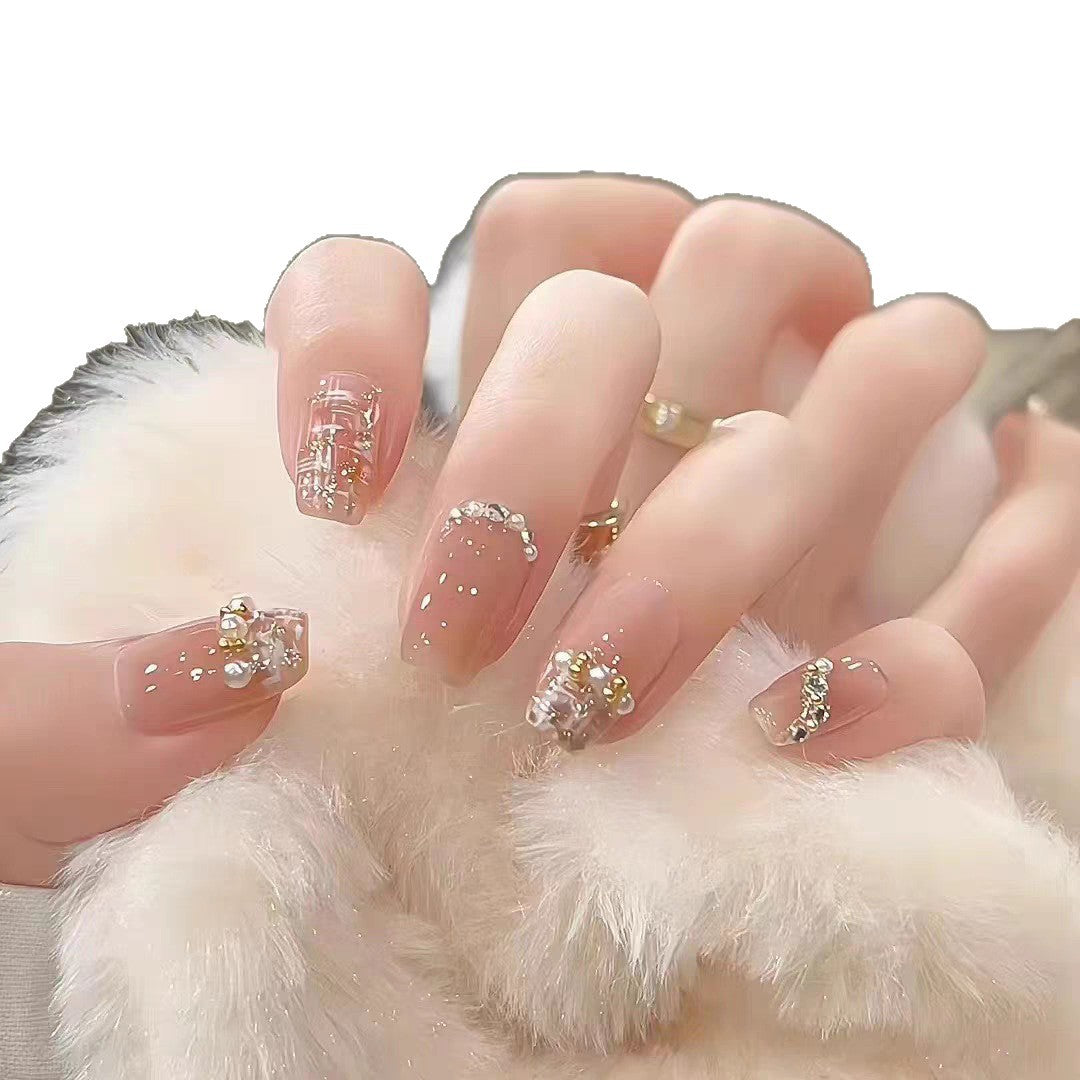 Elegant Press-On Nail Art Set with Pearl Accents Stornfield