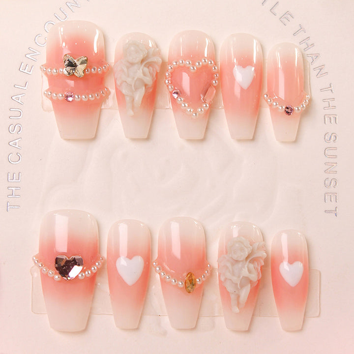 Nail art set with elegant pearl decoration and romantic designs Stornfield