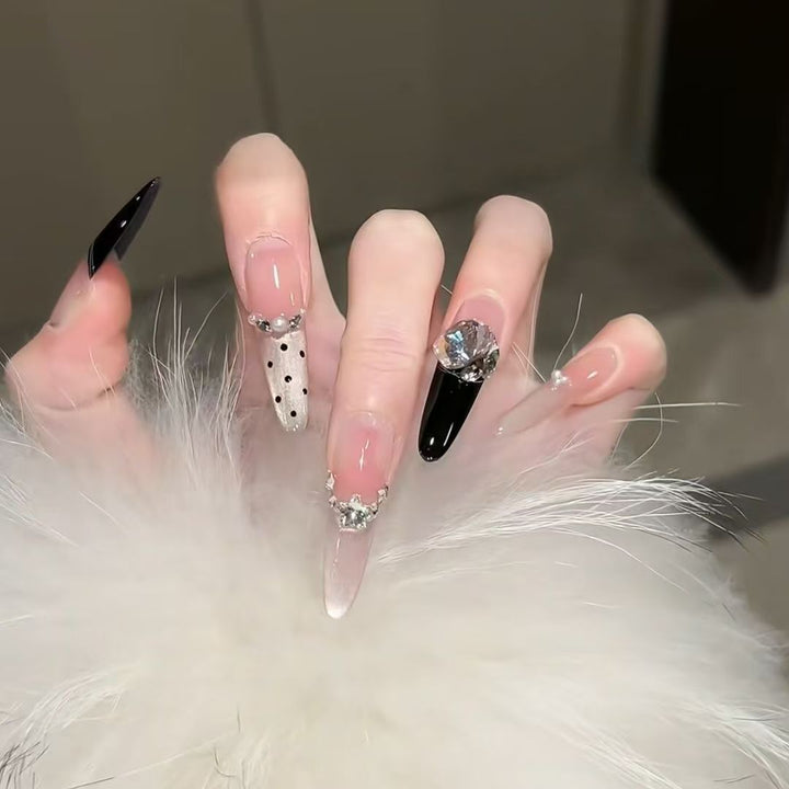 Decorative Press-On Nails with Gem Accents Stornfield