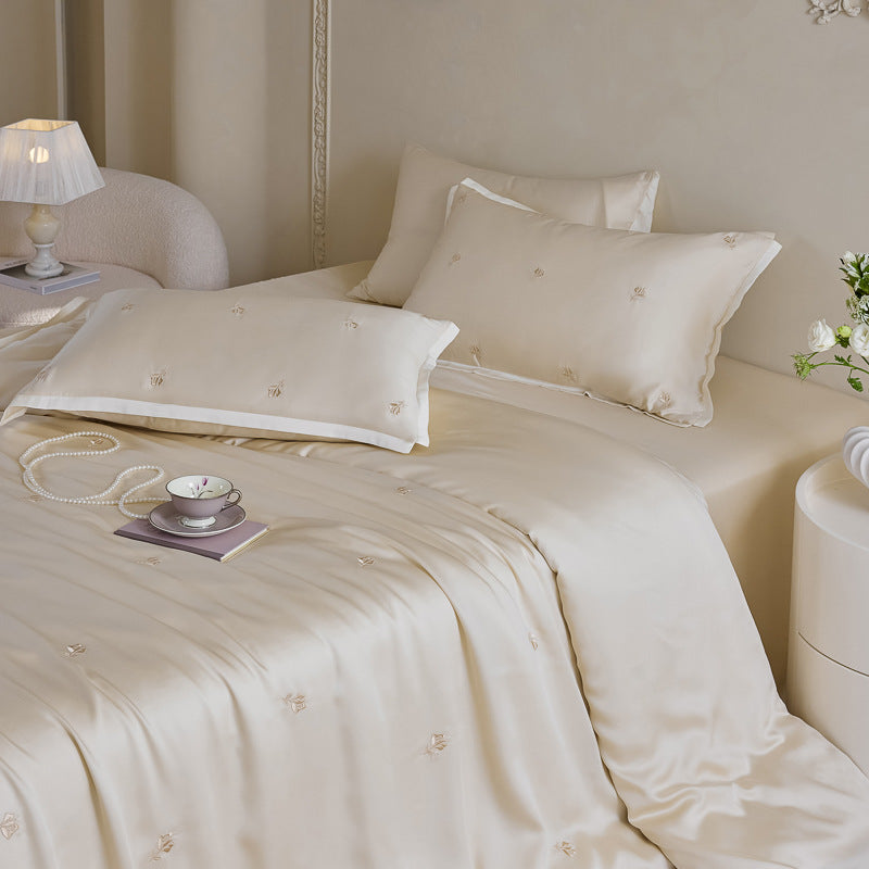Embroidered Satin Duvet Cover Set