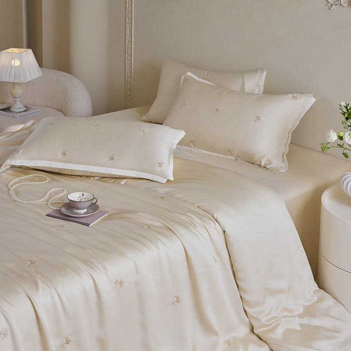 Embroidered Satin Duvet Cover Set
