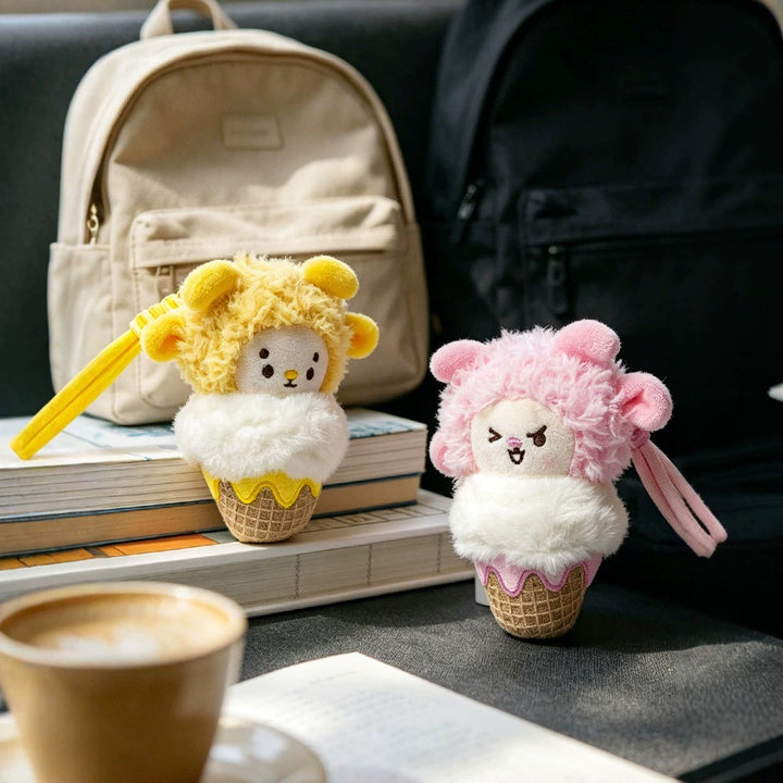Plush Lion Ice Cream Bag Charm with Knotted Rope Strap Stornfield