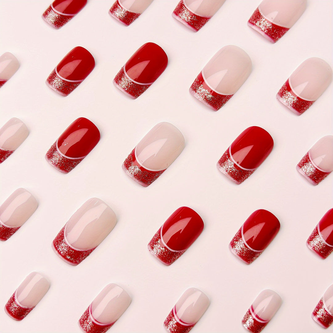 Artificial nails in elegant glitter French design Stornfield