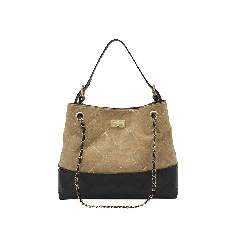 Quilted Suede Tote Bag