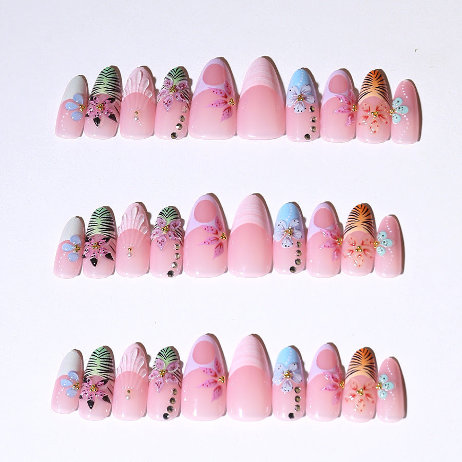 Artistic Floral Press-On Nail Design Stornfield