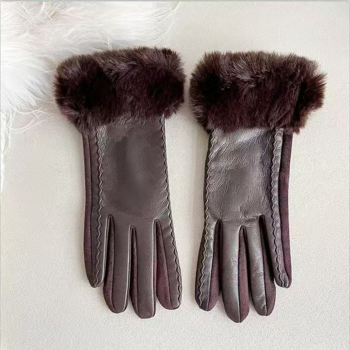 Luxurious Faux Fur Cuff Leather Gloves Stornfield