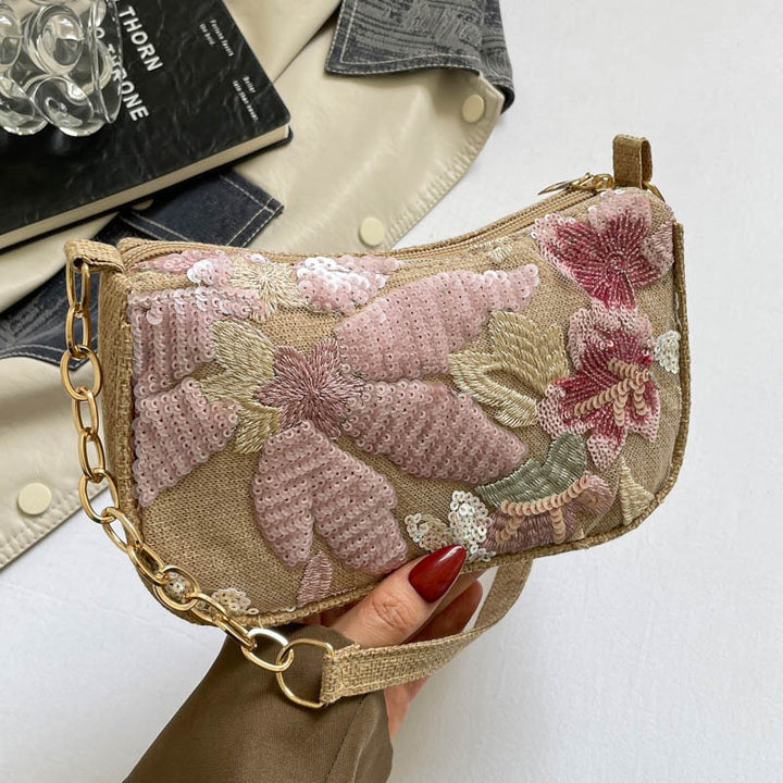 Embroidered Floral Evening Clutch