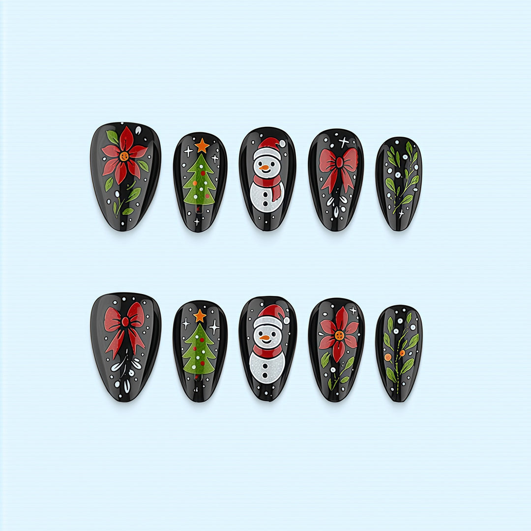 Artificial nail set with festive Christmas design Stornfield