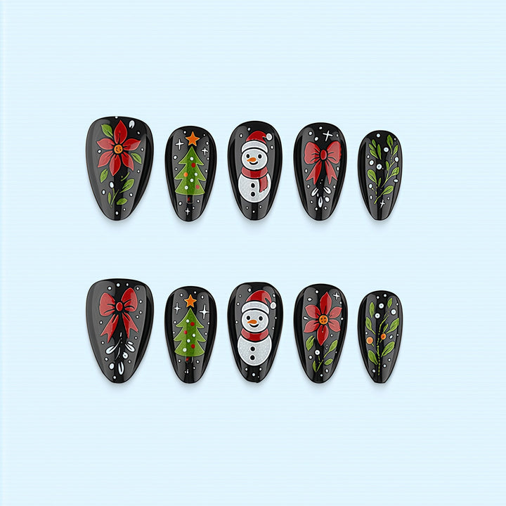 Artificial nail set with festive Christmas design Stornfield