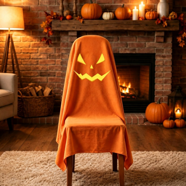 Ghost Throw Costume with Sewn-On Eyes and Bow Appliqué