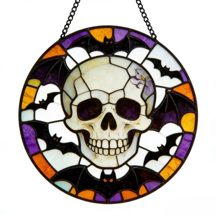 Decorative Skull Stained Glass Wall Art Stornfield