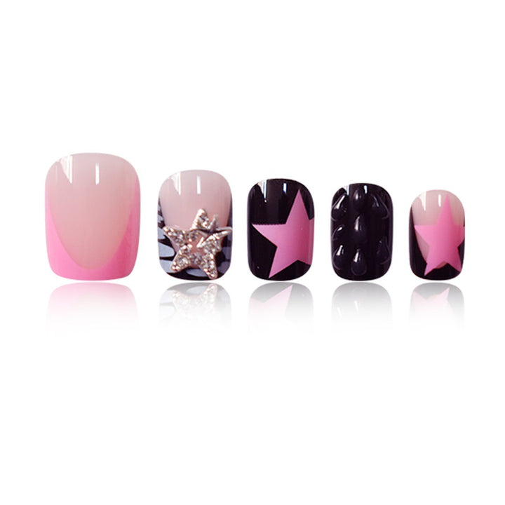 Artistic Press-On Nail Set with Star and Glitter Accents Stornfield
