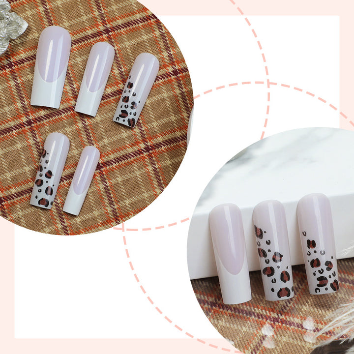Artistic Press-On Nail Set with Stylish Animal Print Design Stornfield