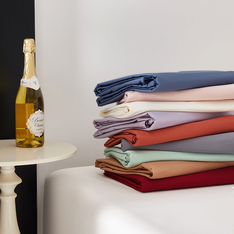 Premium cotton satin bed linen set with fine sheen and hotel closure