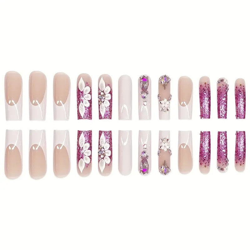 Glamorous 3D Crystal-Embellished Nail Extensions Stornfield