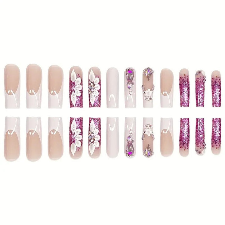 Glamorous 3D Crystal-Embellished Nail Extensions Stornfield