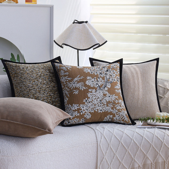 Square decorative pillowcase with grainy texture binding and velvety edged edge Stornfield