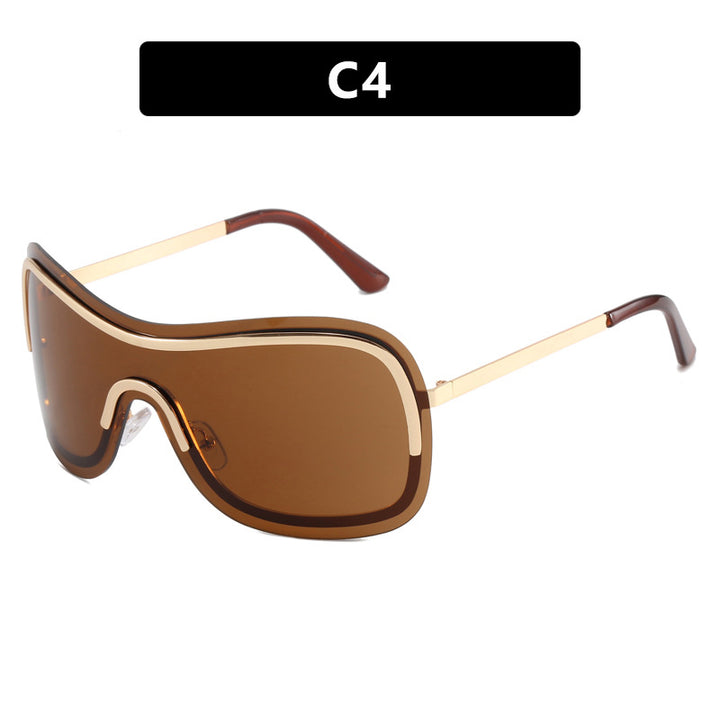 Women's large round sunglasses with elegant metal frame Stornfield