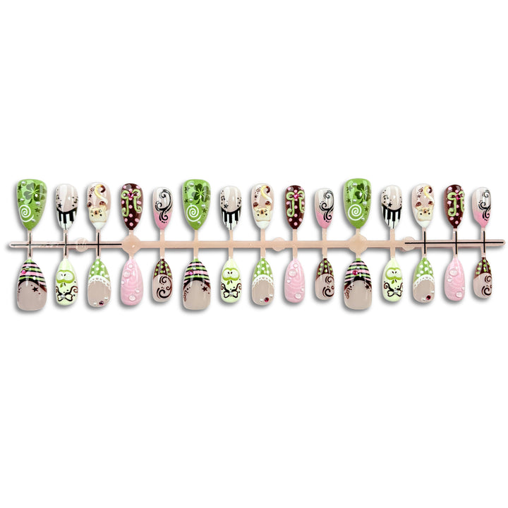 Themed Artistic Press-On Nail Design Set