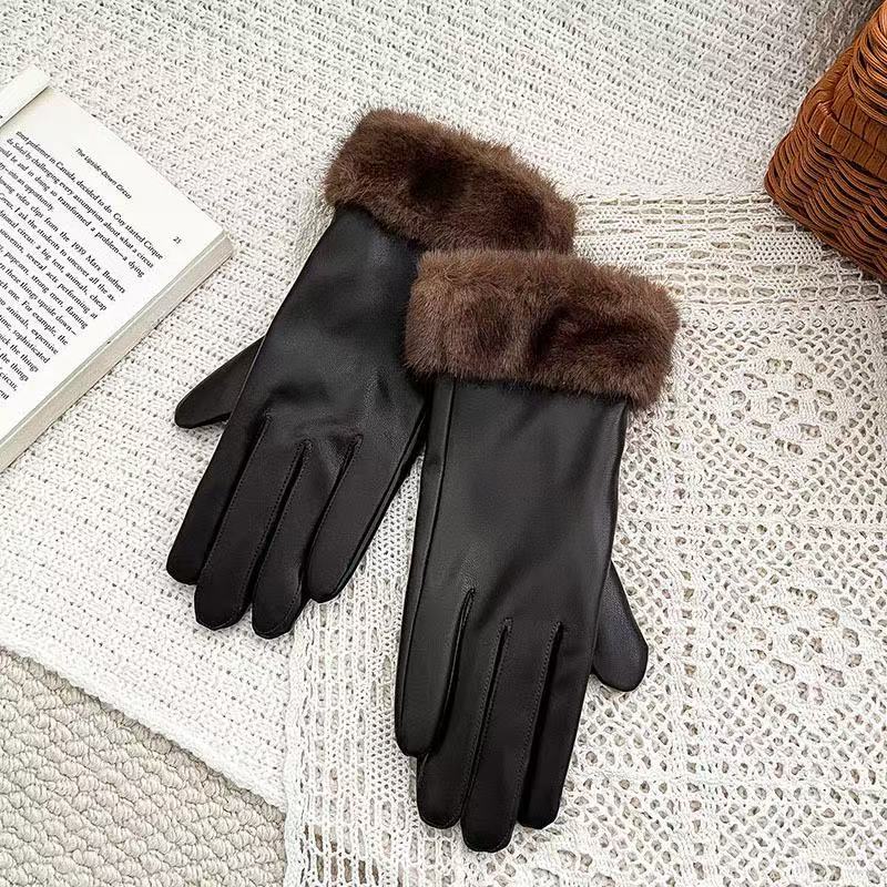 Luxurious Faux Fur Cuff Leather Gloves Stornfield