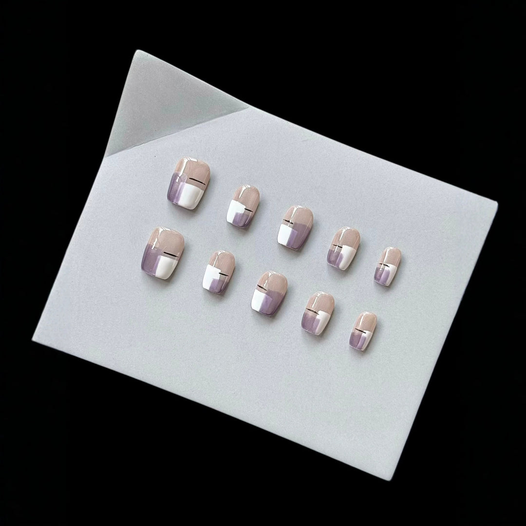 Premium Press-On Nail Set with Modern Geometric Design