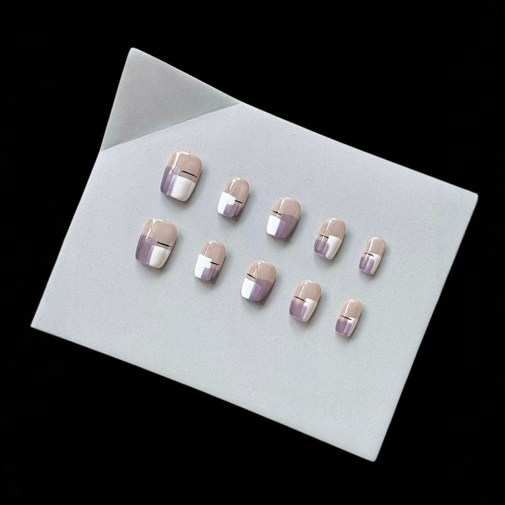 Premium Press-On Nail Set with Modern Geometric Design