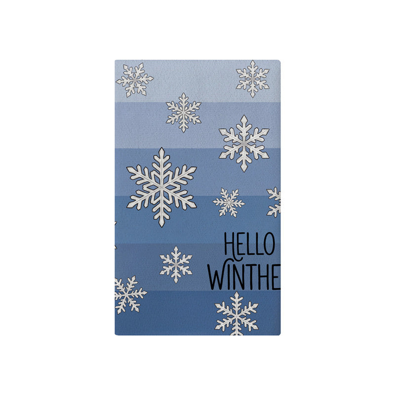 Festive Cotton-Linen Kitchen Tea Towel with Christmas Tree Print and Buffalo Check Border