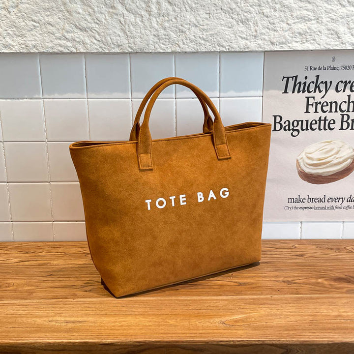Stylish Faux Suede Tote Bag