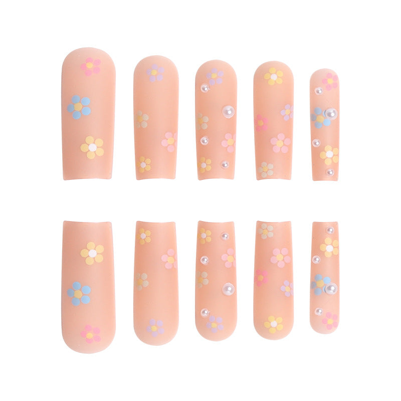 Floral Embellished Long Press-On Nails Stornfield