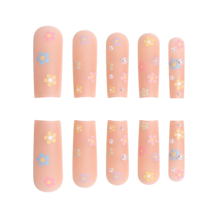 Floral Embellished Long Press-On Nails Stornfield