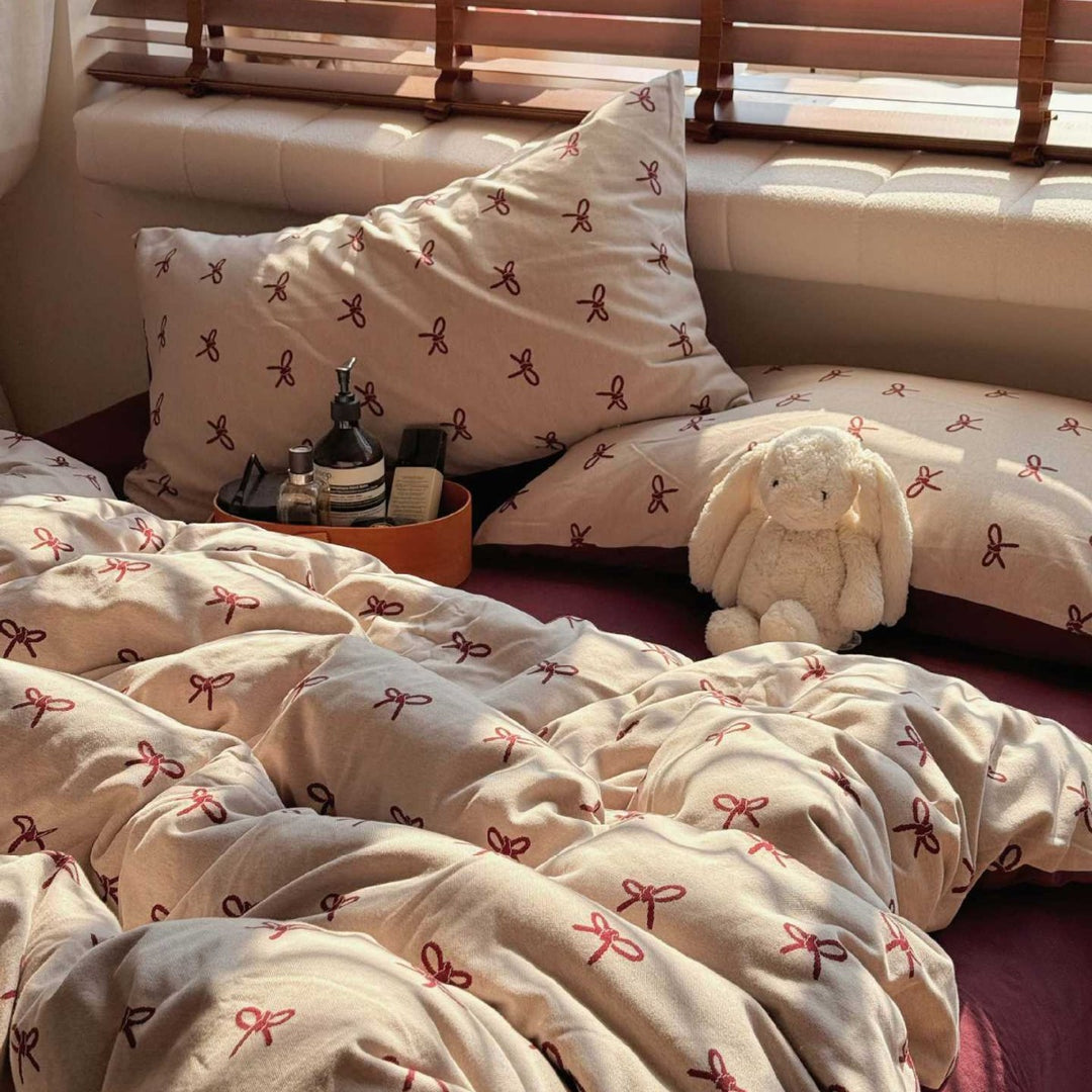 Cherry-Print Cotton Jersey Duvet Cover Set with Matching Pillowcases