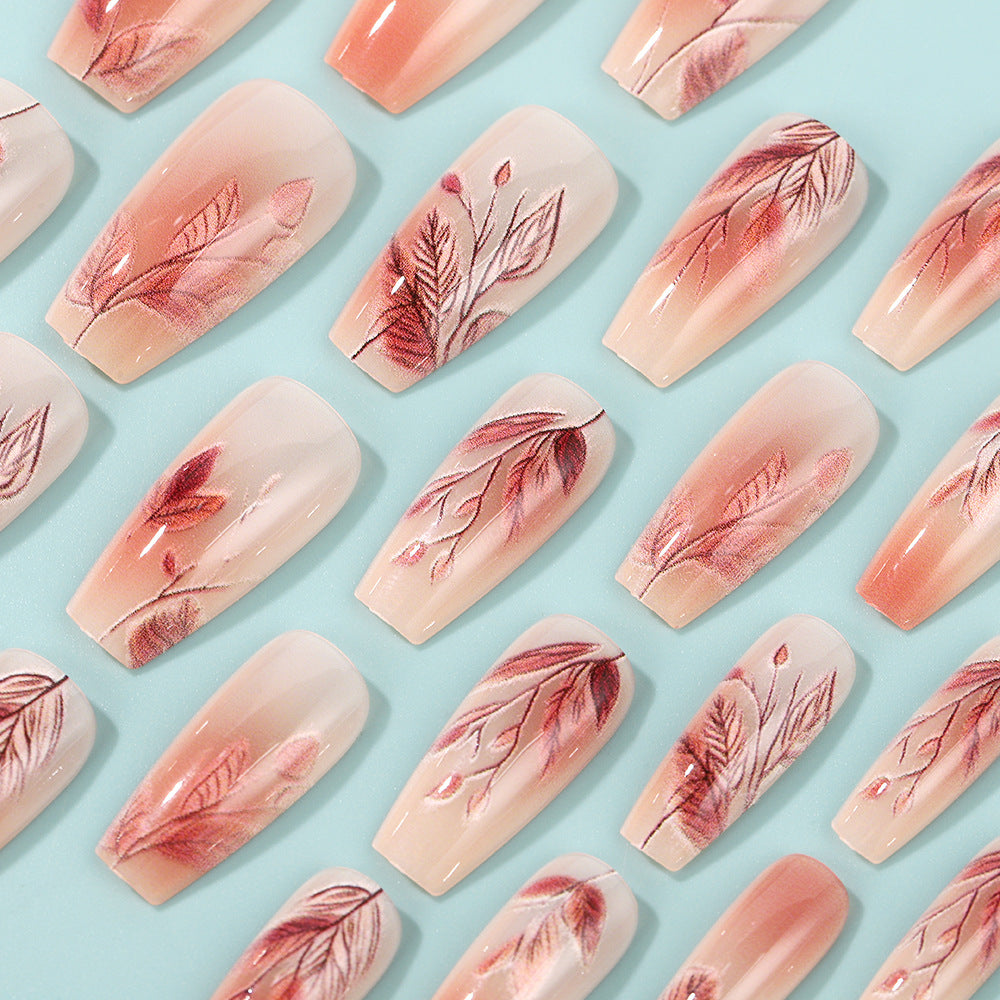 Artificial nails with elegant leaf pattern Stornfield