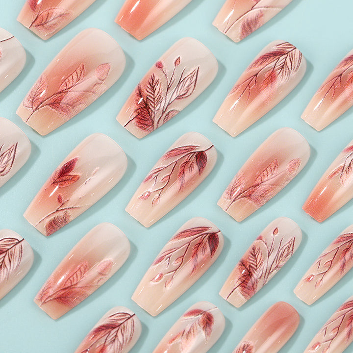 Artificial nails with elegant leaf pattern Stornfield