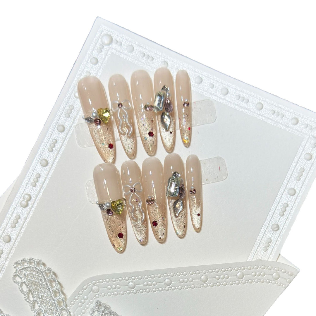 Decorative Stiletto Nail Art Set with Gem Accents Stornfield